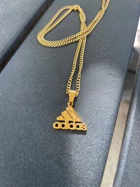 Adidas Necklace - Thin 20" Chain - Gold Plated - Adidas Pendant - Kids Necklace